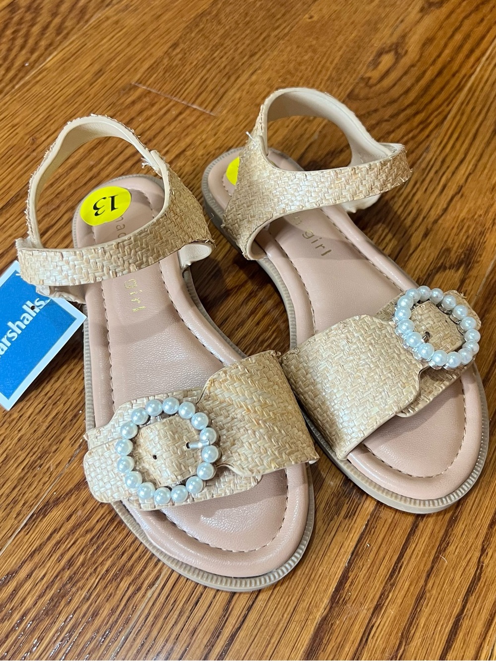 NWT MaddenGirl Tan Sandals with Pearl Buckle